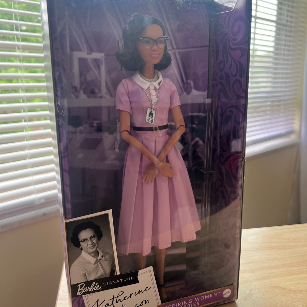 New Barbie Inspiring Women Katherine Johnson Doll - Purple Box with Gold Trim